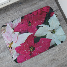 Blommigten Festive Helgdag Poinsettia Plants Badrumsmatta