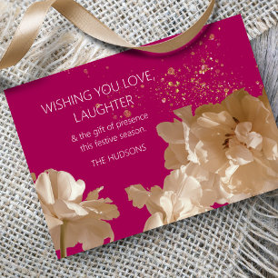 Blommigten Festive Modern Fuschia Guld Dust - jul Julkort