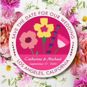 Blommigten Fet & Bright Fuchsia Rosa Spara datum Datumet