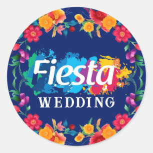 Blommigten Fiesta Bröllop i färglöst vattenfärg Runt Klistermärke
