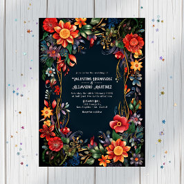 Blommigten Fiesta Bröllop i vattenfärg Inbjudningar