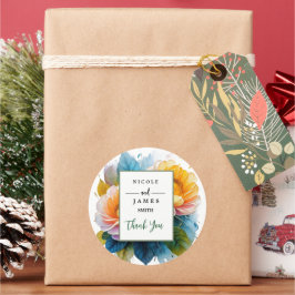 Blommigten finare Watercolor Runt Klistermärke