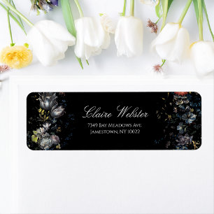 Blommigten Fine Art Black Returadress Etikett