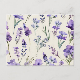 Blommigten Fintvätt i Lavender Dream Watercolor Vykort