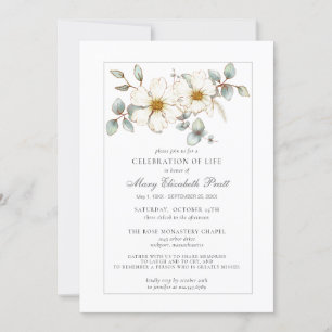 Blommigten firande i Life Funeral Memorial White Inbjudningar