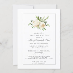 Blommigten firande i Life Funeral Memorial White Inbjudningar