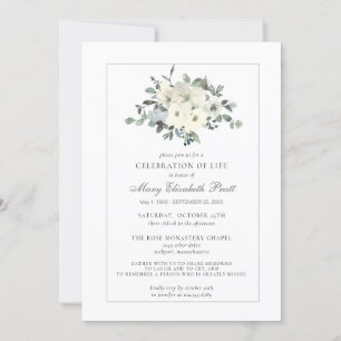 Blommigten firande i Life Funeral Memorial White Inbjudningar