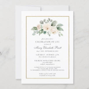 Blommigten firande i Life Funeral Memorial White Inbjudningar