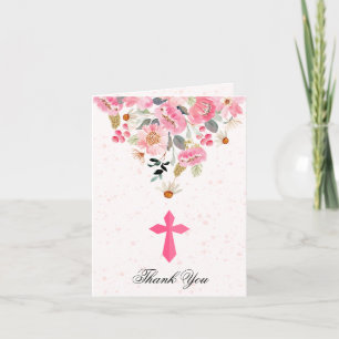 Blommigten First Communion Rosa Foldad Tack Kort