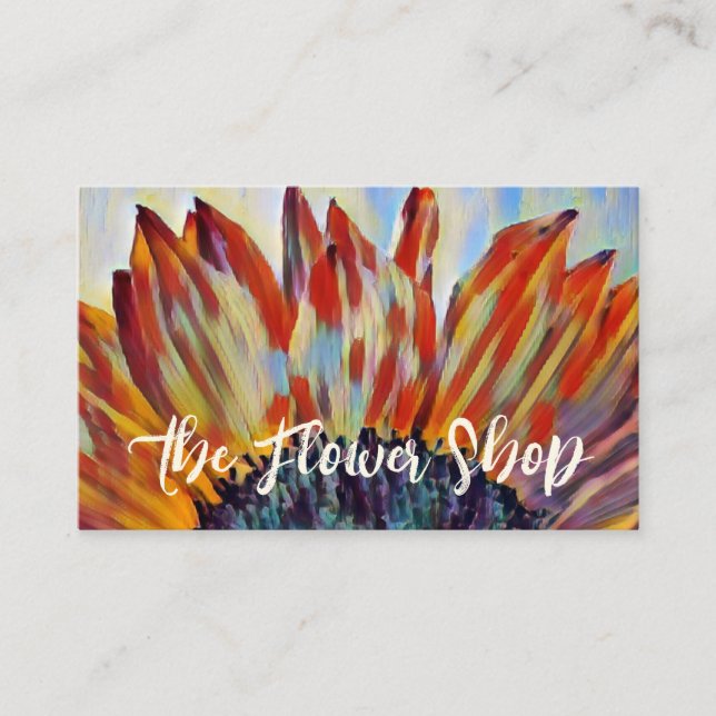 Blommigten Florist Garden QR-kod för vackra solros Visitkort (Framsida)