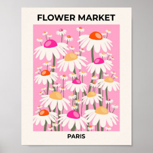 Blommigten Flower Market Paris Rosa Retro Poster