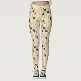 Blommigten Flowers Mönster för Rosa Grönt Leggings