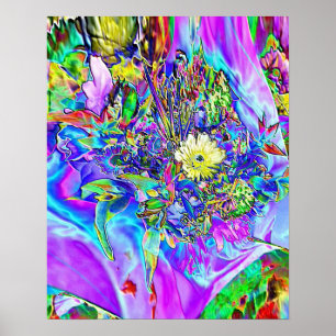 Blommigten Fluorescerande blått, Lavender & Gult P Poster