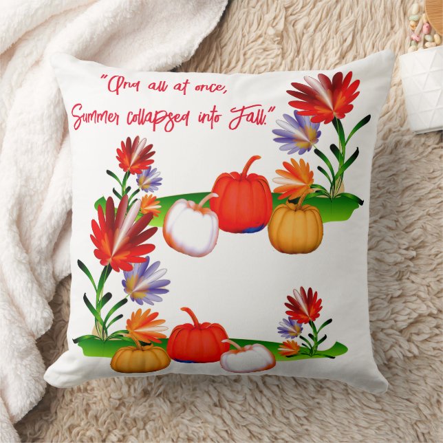 Blommigten Foliage Pumpkin (Grönt för färgfull hös Kudde (Filt)