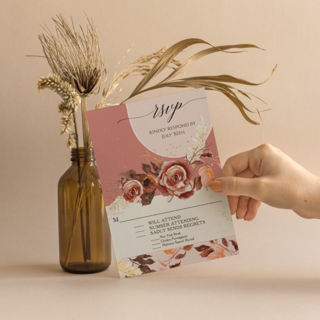 Blommigten Foliage Script BOHO för  med högerpil i OSA Kort (Skapare uppladdad)