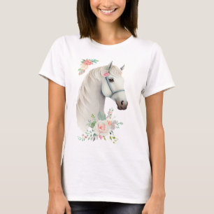 Blommigten för Bevackra White Horse Head Boho T Shirt