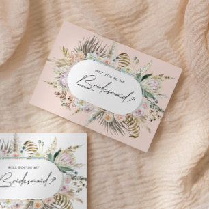Blommigten för bohemisk Elegant - Bridesmaid-inbju Vykort