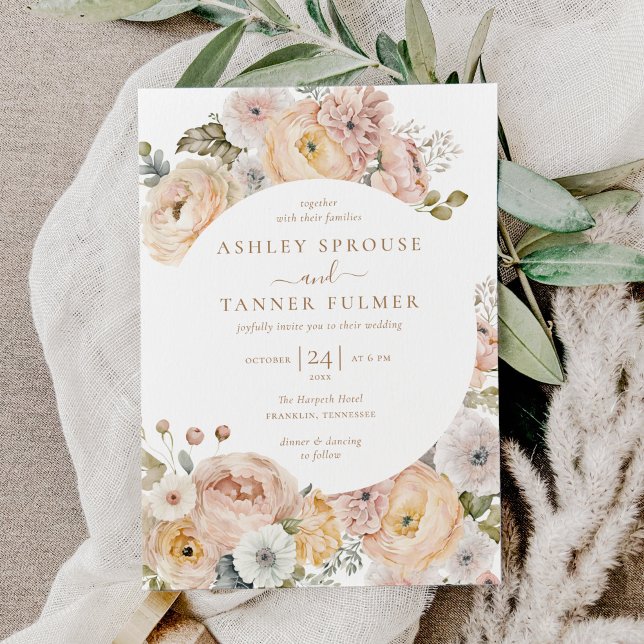 Blommigten för budgetens Rosa Elegant Botaniskt Br Inbjudningar (Skapare uppladdad)