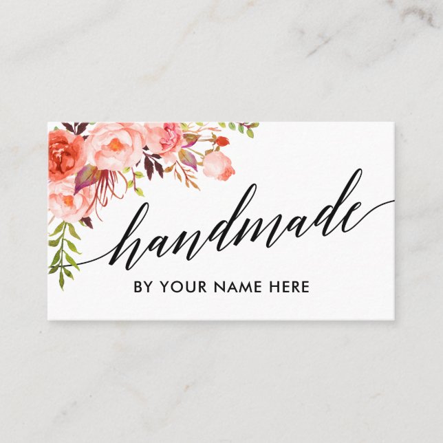Blommigten för Calligraphyvattenfärgkorall räcker Visitkort (Framsida)