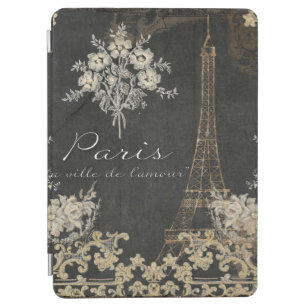 Blommigten för Chalkboard-Kärlek i Eiffel Torn iPad Air Skydd