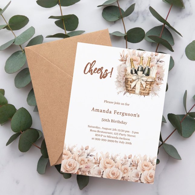 Blommigten för Cheers kräm ro Inbjudningar (Skapare uppladdad)