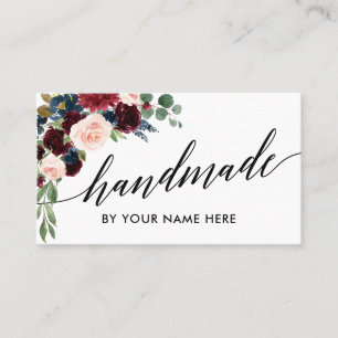 Blommigten för den CalligraphyBurgundy Visitkort