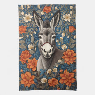 Blommigten för den vackra Donkey Ansikte Elegant Kökshandduk