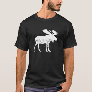 Blommigten för djurblommor i Cute Moose Älskare T Shirt