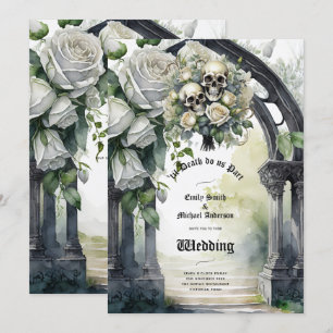 Blommigten för Döskallarna Gothic Bröllop Black oc Inbjudningar