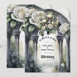 Blommigten för Döskallarna Gothic Bröllop Black oc Inbjudningar