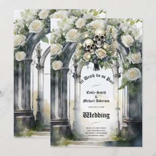 Blommigten för Döskallarna Gothic Bröllop Black oc Inbjudningar
