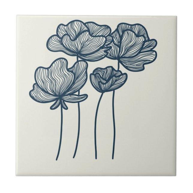 Blommigten  för elegant-teckning kakelplatta (Framsidan)