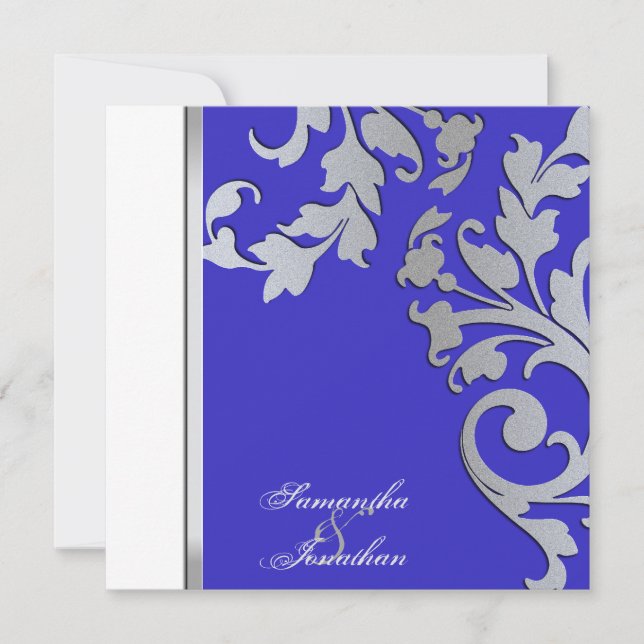 Blommigten för gnistra för bröllopinbjudansilver inbjudningar (Framsida)