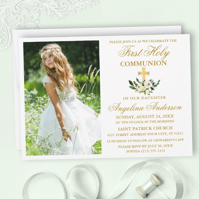 Blommigten  för Grönten Kommunisiell vattenfärg i  Inbjudningar (Customize to change text size, style, color or to add more text or photos to back of card.)