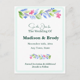 Blommigten för handmålad vattenfärg SPARA datumfot Meddelande Vykort