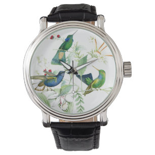 Blommigten för Hummingbirdfågeldjurliv blommar Armbandsur