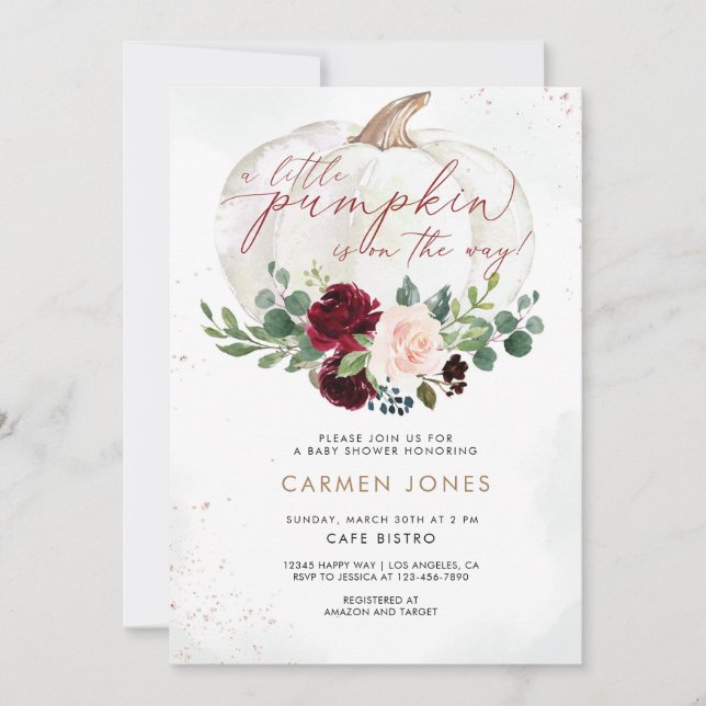 Blommigten för inbjudan till babybabydusch för lit (Framsida)