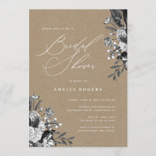 Blommigten för industriell Chic Rustic Kraft Möhip Inbjudningar