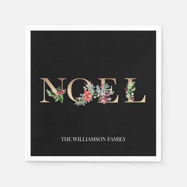 Blommigten för jultomten Noel Greenery Berries Pappersservett (Framsidan)