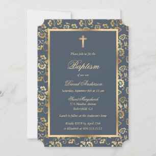 Blommigten för kol Guld Kor Baptism Inbjudningar