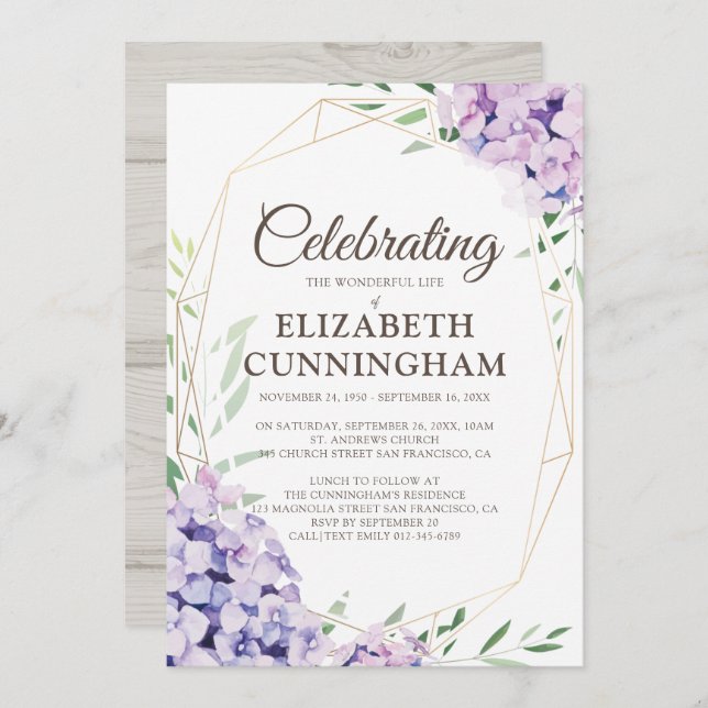 Blommigten för konstgjord andning, blomma geometri inbjudningar (Fram/baksida)