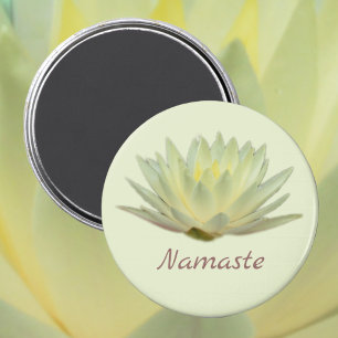 Blommigten för Lotus Waterlily Gult Grönt Namaste Magnet