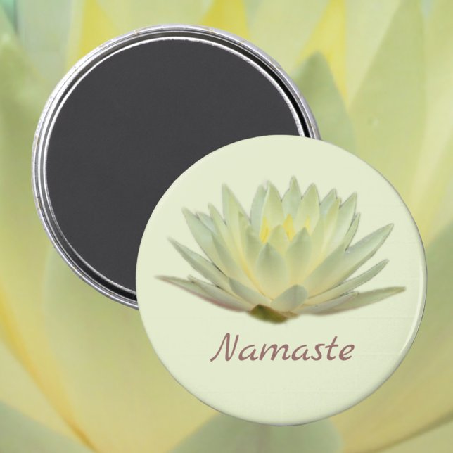 Blommigten  för Lotus Waterlily Gult Grönt Namaste Magnet (Skapare uppladdad)