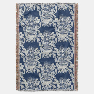 Blommigten för masculine Navy Blue Effect Indigo ö Filt