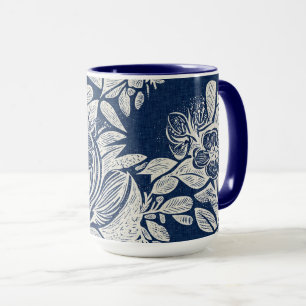 Blommigten för masculine Navy Blue Effect Indigo ö Mugg