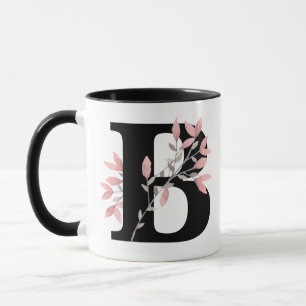 Blommigten för Monogramsingelbrev w/Pink Mugg
