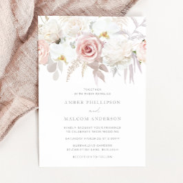 Blommigten för  och vit Elegant Bröllop Inbjudningar