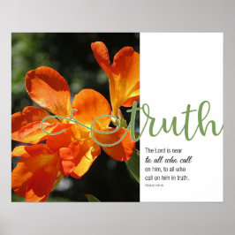 Blommigten för Orange Psalm 145:18 Poster