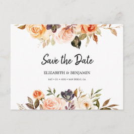 Blommigten för Orangen Autumn Terracotta Guld Spar Vykort