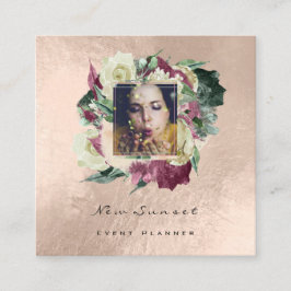 Blommigten för referensplanering för fotoMakeup-bl Fyrkantigt Visitkort